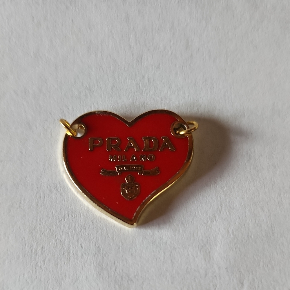 Prada Red Heart Necklace with Gold Trim